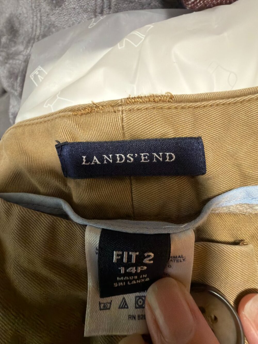 Lands’ End Fit 2 Tan Trousers Women’s Size 14P Straight Leg Career Pants